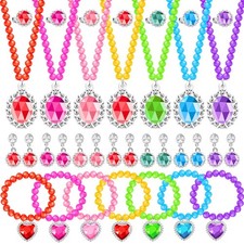 Princess Jewelry Set for Little Girls with Necklace Bracelets Rings Earrings ...