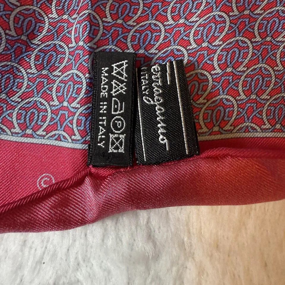 Salvatore Ferragamo Silk Square Hombre’s 16x16 Rojo, Azul Y Gris Foto 4 de 4