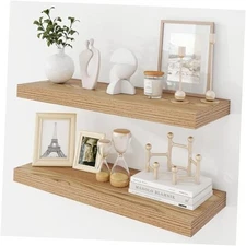 24 Inch Floating Shelves, 9.3" Deep Floating Shelf Wall Mounted 24" Light Brown
