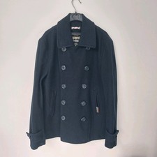 Superdry Ltd Mens Double Breasted Wool Blend Pea Jacket Coat / Large / Black