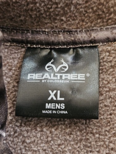Giacca maglione Real Tree uomo XLarge marrone mimetico logo 1/4 snap tasche pile - Foto 13 di 17