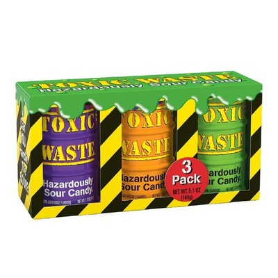 TOXIC WASTE | 3-Pack Toxic Waste Special Edition Drums of Assorted Sour Candy -