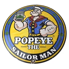 Vintage Popeye Spinach Sign - Advertisement General Store Porcelain Gas Sign
