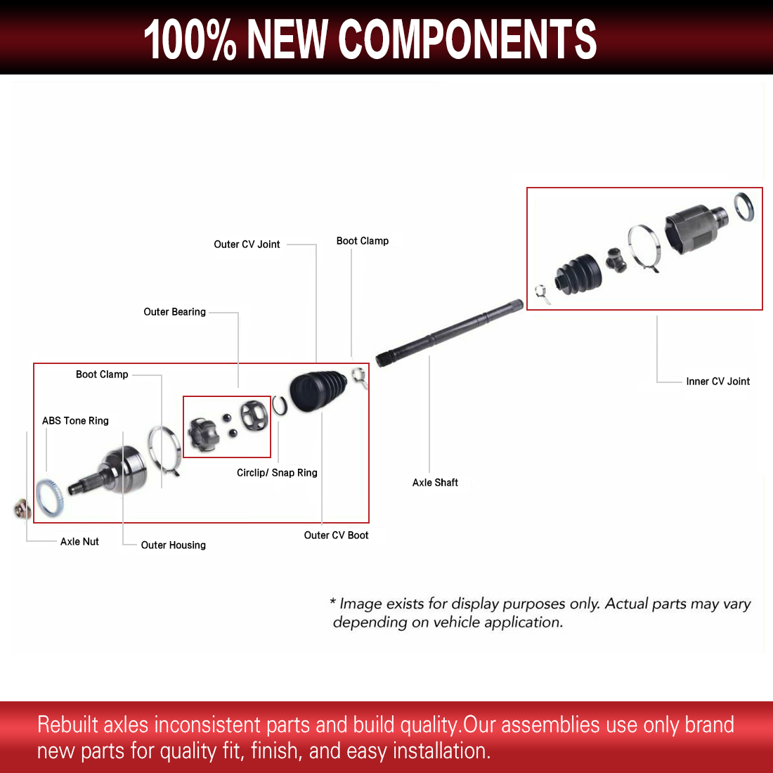Chevy出品 Front Driver Side CV Axle Shaft Assembly for 11-15 Chevy