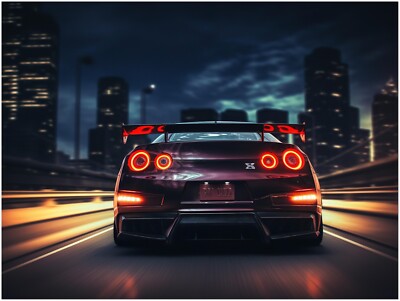 Poster - Nissan Skyline Heck - Auto Sportwagen Kunstdruck Wandbild P220N