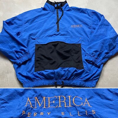 Vintage Perry Ellis America Windbreaker Jacket L Men 