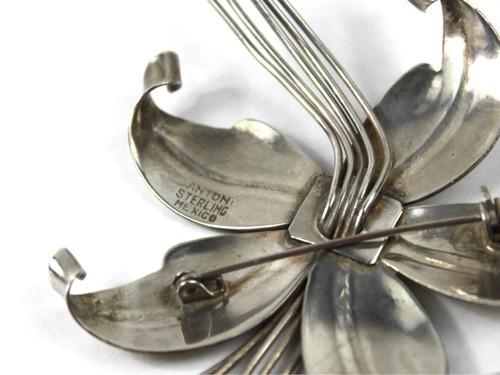 Broche Anton Dogwood Vintage Plata Esterlina Figura Flor Solapa Prendedor - Imagen 5 de 6