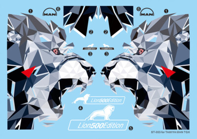 タミヤTGX ステッカー MAN TGX LION500 EDITION WATER DECAL STICKER for 1/14 Tamiya