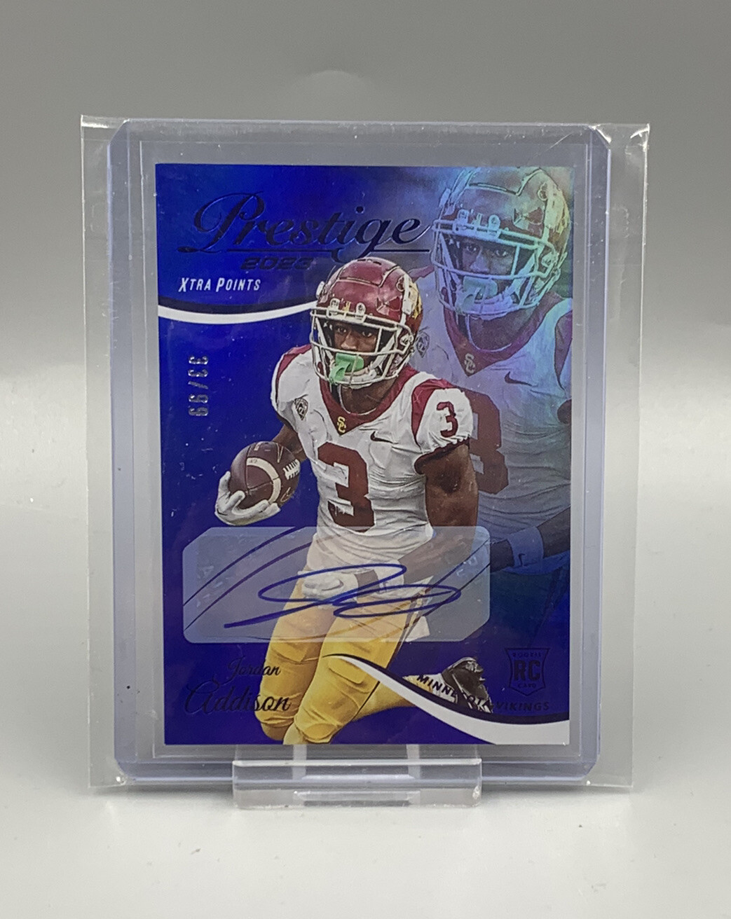 2023 JORDAN ADDISON Panini Prestige Xtra Points Blue /99 Vikings Rookie RC Auto