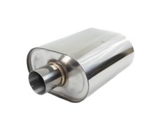 T304 Universal Oval Muffler With 2.5 63mm Straight Through Perforated Chamber T304 Universal Oval Muffler With 2.5 63mm Straight Through Perforated Chamber