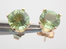 14k Solid Yellow Gold Peridot 1.68cttw Round Estate Stud Post Earrings
