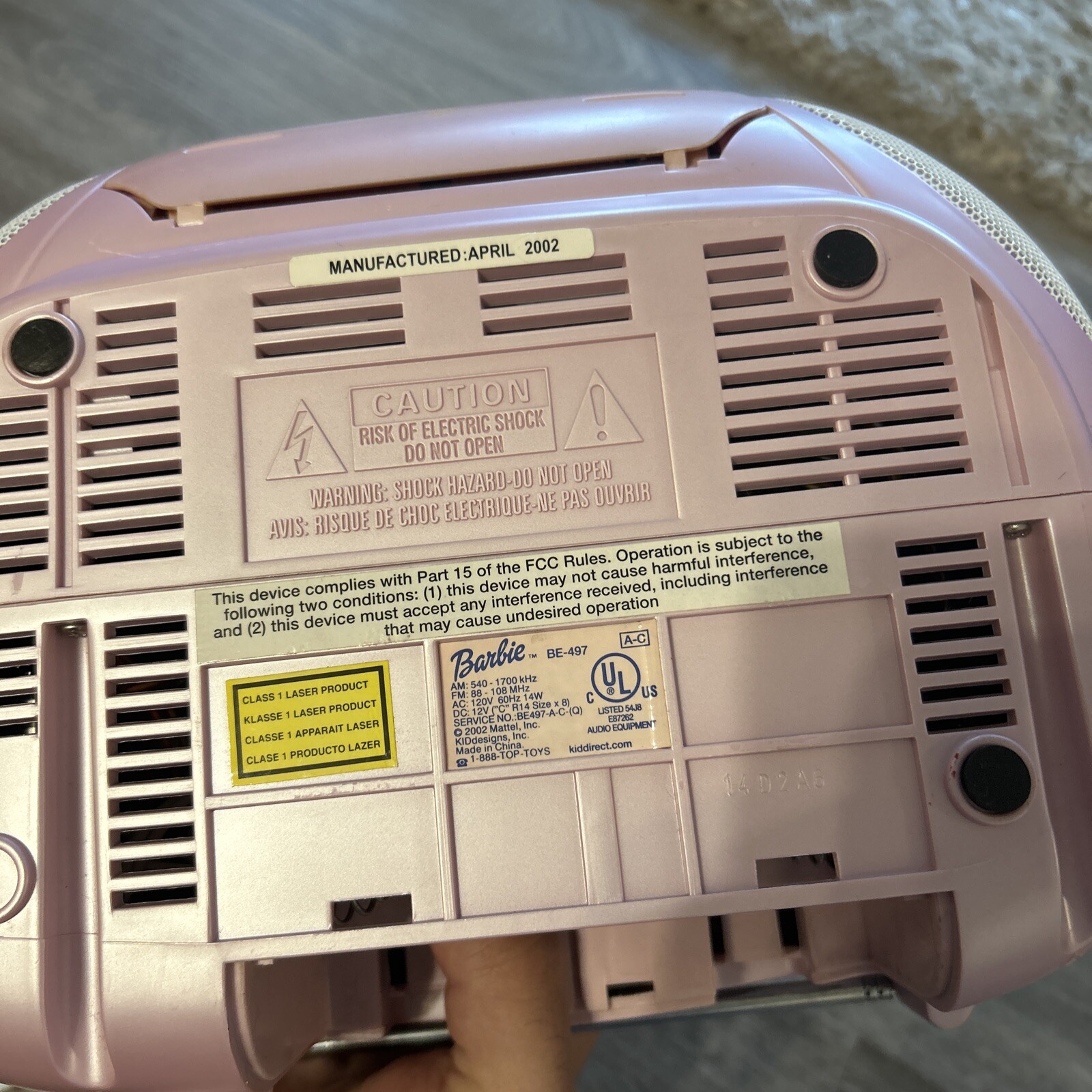 Vintage Barbie AM/FM Radio CD Player Boombox Pink Grey 2002 - Tested Rare BE-497
