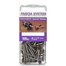 Deckfast Stainless Steel Fascia Screws 9 x 1-7/8 T-20 Star Drive Chocolate 100