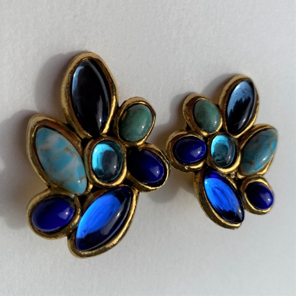 Boucles D'oreilles Clips Taratata France XXL - Dorées Avec Perles Fantaisie, Modèle Clip On Occasion