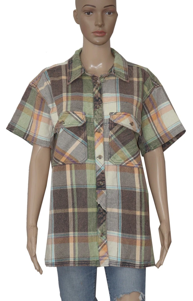 Camisa a Cuadros Free People We The Free Vintage Crush Estampada Buttondown Nueva M Foto 2 de 4