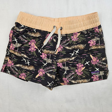 Patagonia Girls Baggies Board Shorts Swimwear Large L Black Floral Costa Rica