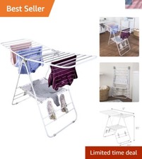 Space-Saving White Gullwing Clothes Drying Rack - Portable Steel Organizer