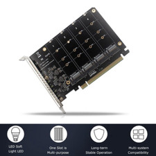 4 Port NVMe to PCIE Adapter Card M.2 NVME to PCIe X16 Adapter 4X32Gbp M Key NEW