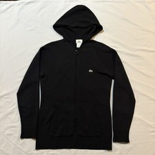 Vintage Lacoste Women s Full Zip Wool Hoodie Sweater Sz 40 Black Alligator