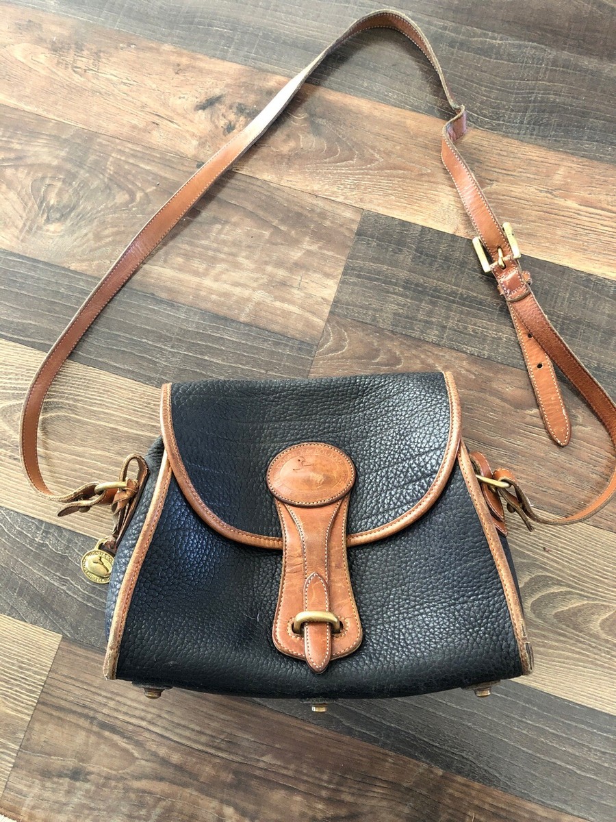 DOONEY BOURKE All Weather Leather Crossbody Shoulder Bag Black Brown  USA-READ
