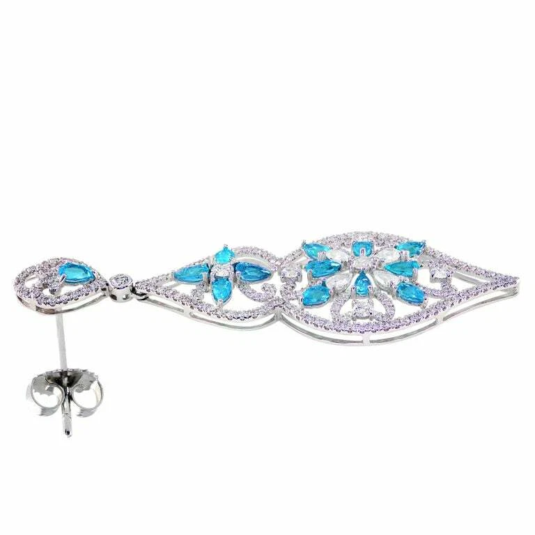 Pendientes colgantes fabulosos de turmalina brasileña Paraiba y circonita cúbica 4,18 TCW Foto 2 de 4