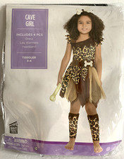 Cave Toddler Girls New in Package 4-Piece Set Halloween Costume Girls Size S 3-4
