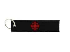 Keychain key ring tags fabric car cute flag knights templar flag jerusalem cross
