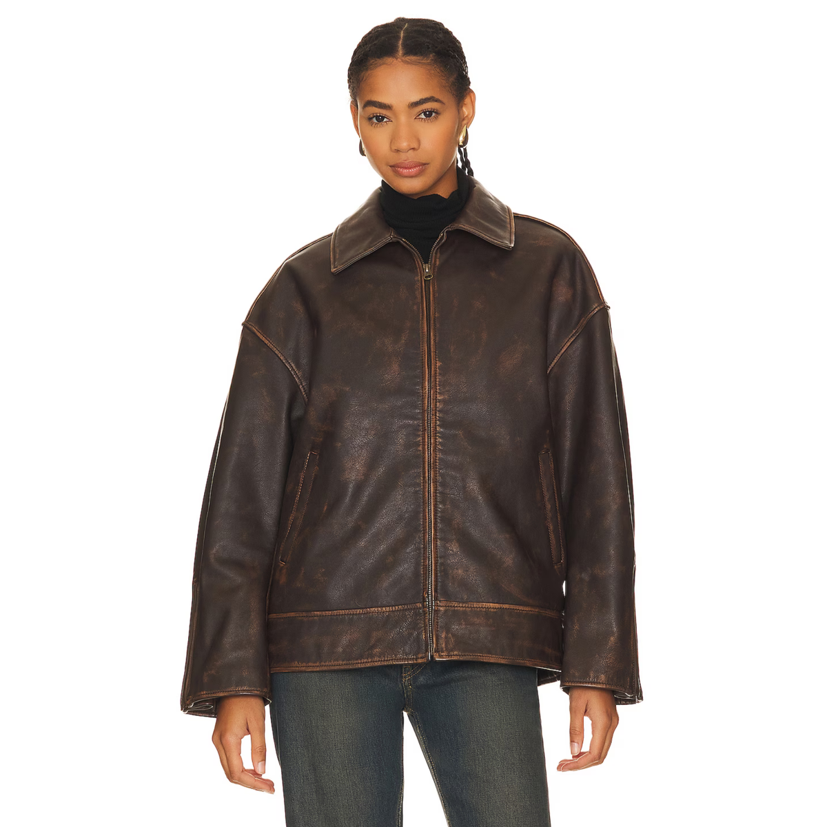 ジャケット・アウター LADY VOLUME vintage leather jacket brown Brown Vintage Genuine Leather Jacket Women, Vintage Biker