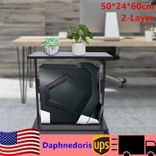 PC Stand Computer Tower Stand 2-Tier CPU Stand 360 Rotation Caster Wheels 44lbs