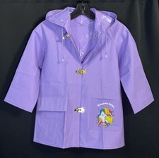 Vintage 80s Rainbow Brite Jacket Rain Coat Purple Vinyl Rare Youth 6 1983 Xxs