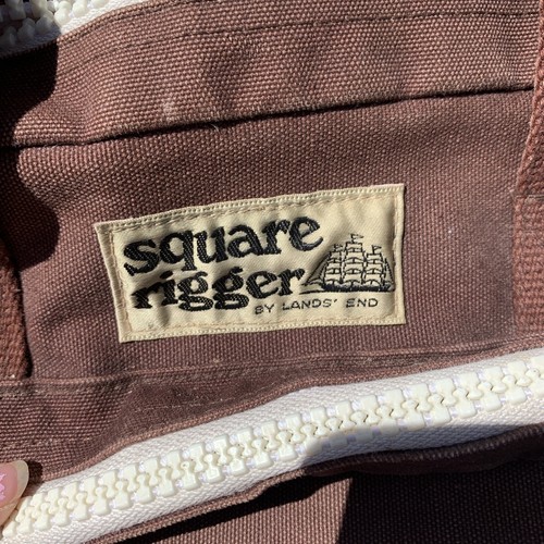 Lands' End Y2K Brown Square Rigger Bag Canvas Shoulder Tote USA Made Messenger - Picture 2 of 14