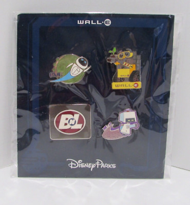 Disney Parks Pixar Wall-e Booster 4 Pin Set 2014 M-O, Eve, BNL SEALED