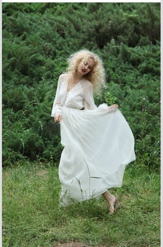 Women V-neck Long Sleeve Chiffon Maxi Dress Summer Casual Bohemian White Dresses - Picture 7 of 8