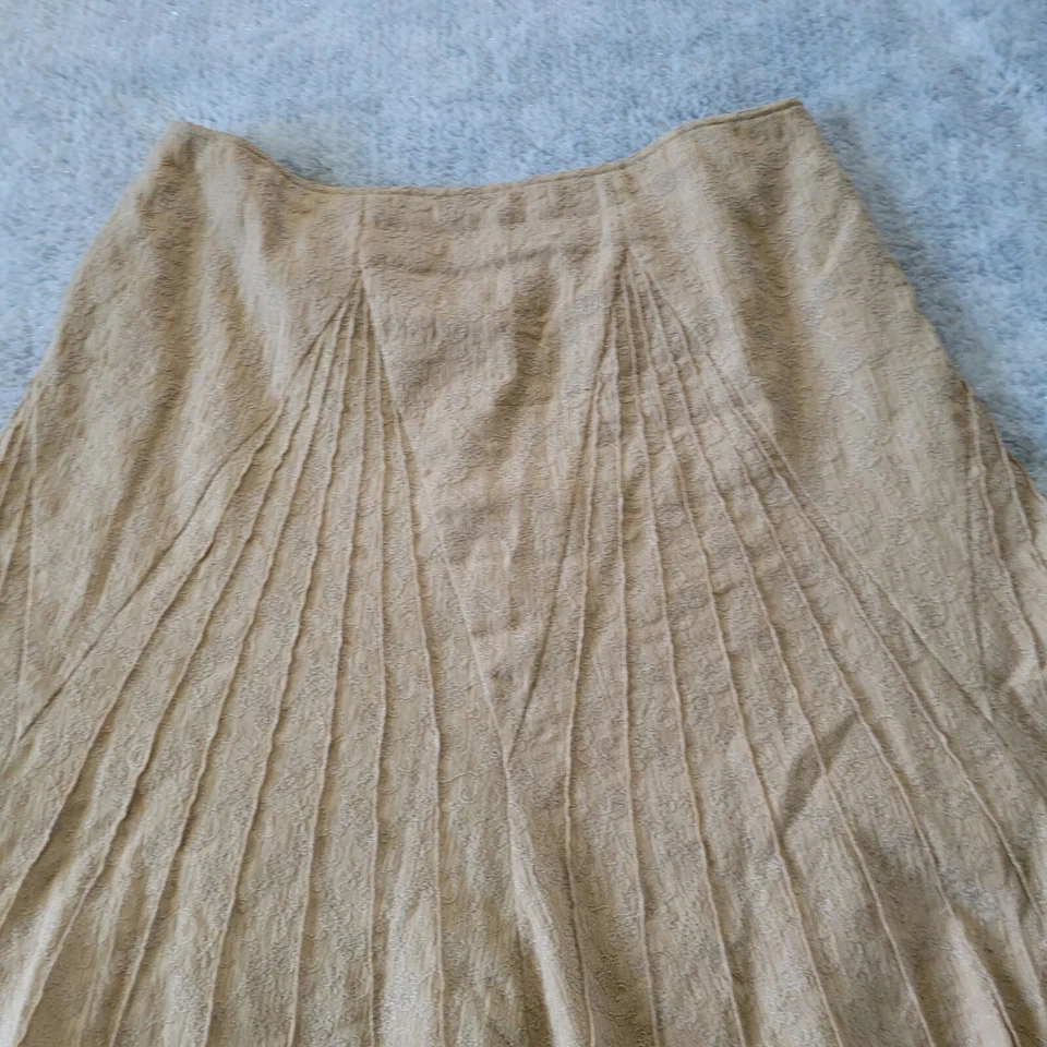 Jones New York Silk Maxi Skirt Women’s 12 Brown Embroidered Boho Lagenlook - Image 2 of 4