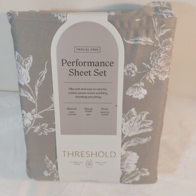 Threshold Twin/Twin XL Size Performance Sheet Set 3pc 400TC  100% Cotton Floral