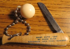Vintage Baseball Bat Knife Keychain Babe Ruth 1927 New York Yankees
