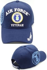 US Air Force Veteran Shield Blue Baseball Hat...