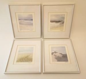 Judy Mandolf watercolor prints set of 4 beach scenes framed art