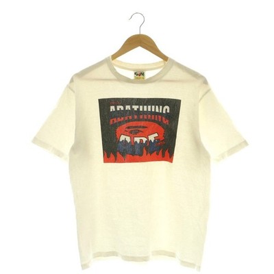 BAPE A Bathing Ape Tshirt White Short Sleeve Print Size L