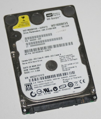 Western Digital WD1600BEVS-22RST0 SATA 2,5" 160GB PCB: 2060-701450-011 REV A