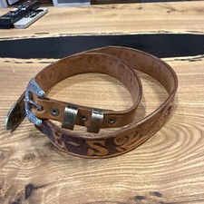 Vintage Hand Tooled Ladies Western Belt Sz 32 Initials  Jes  