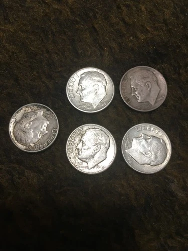 Lot Of 5  Roosevelt Dimes   1948