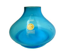 VINTAGE BLUE SWEDEN GLASS CENTREPIECE SCANDINAVIAN BOWL VASE