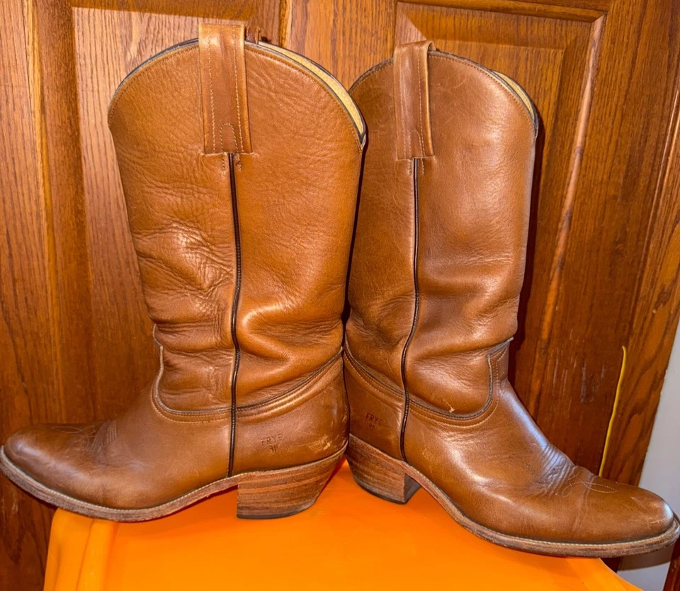 FRYE Talla 11 D Billy Pull On Vaquero Western Cuero Bota 5H06784 Hecha en EE. UU. Foto 3 de 4