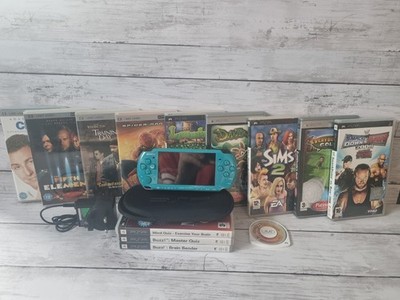 Sony PSP Slim 3003 Türkis Blau Konsole mit 9 Spielen und 4 Filmen