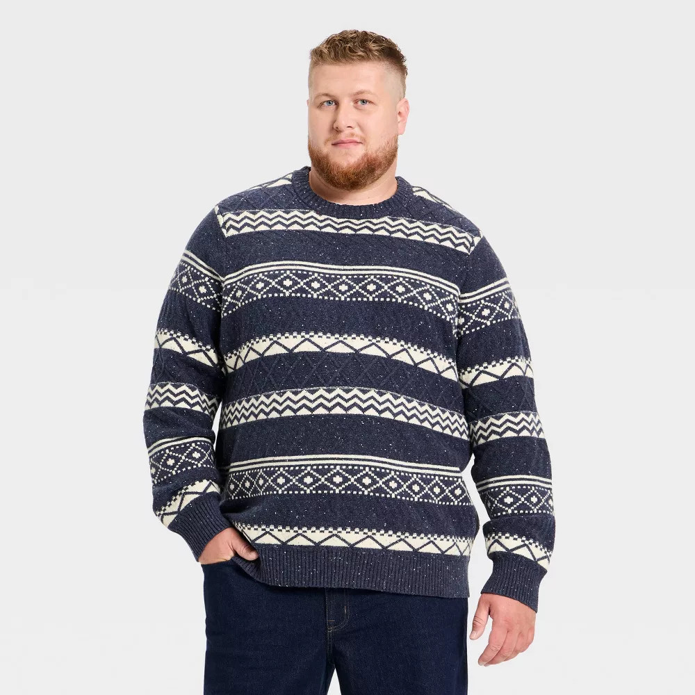 Mens Big - Tall Fair Isle Sweater - Goodfellow - Co Navy 4290₽
