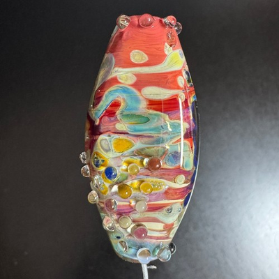 #ad Vintage Artisan Lampwork Glass Focal Bead Jewelry Making Coral Aqua 2quot; $69.99