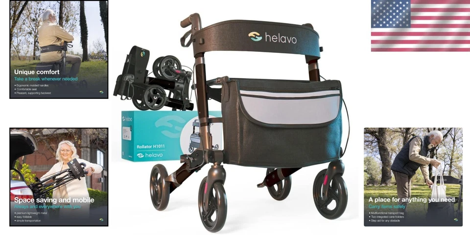 Adjustable, Foldable Rolling Walker for Indoor & Outdoor Use - Lightweight Color - Image 2 of 4