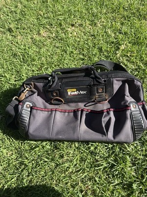 Stanley FatMax Tool Bag Black Gray Red Adjustable Strap Multiple Pockets Handle