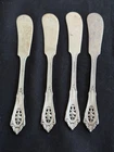 4 Pc Set Wallace Rose Point Sterling Silver Butter Knives 5 5/8"